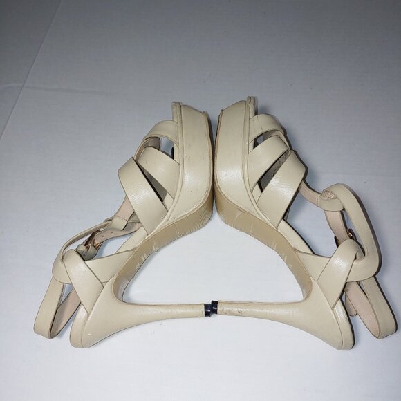 SAINT LAURENT Tribute Platform Sandals in Smooth Leather Cream Size 39 - Picture 10 of 15